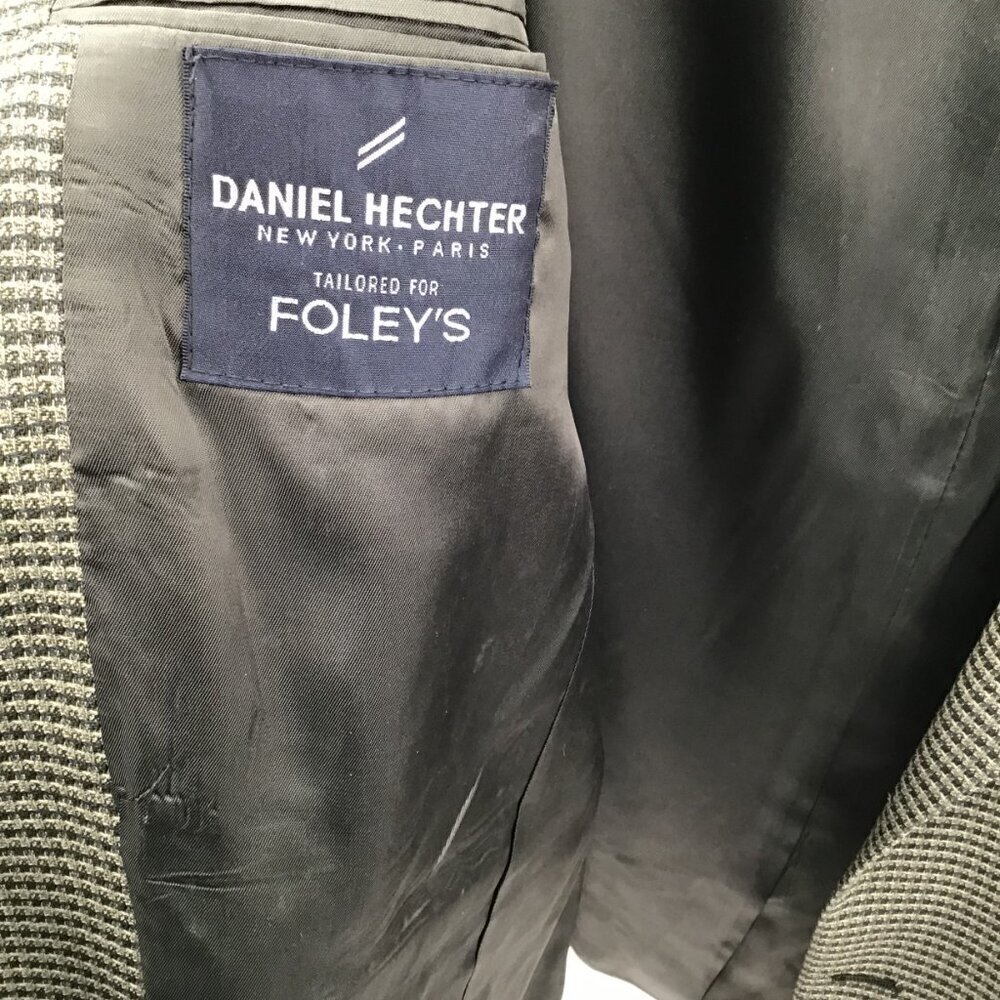 VTG Daniel Hechter Foley's Blazer 44 Chest Sport Coat Check Black Tan USA Made - Picture 11 of 13